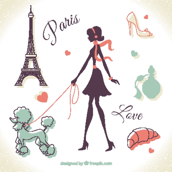 巴黎女性插画