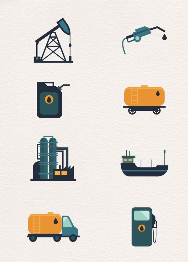 能源化工石油制造行业卡通图标素材