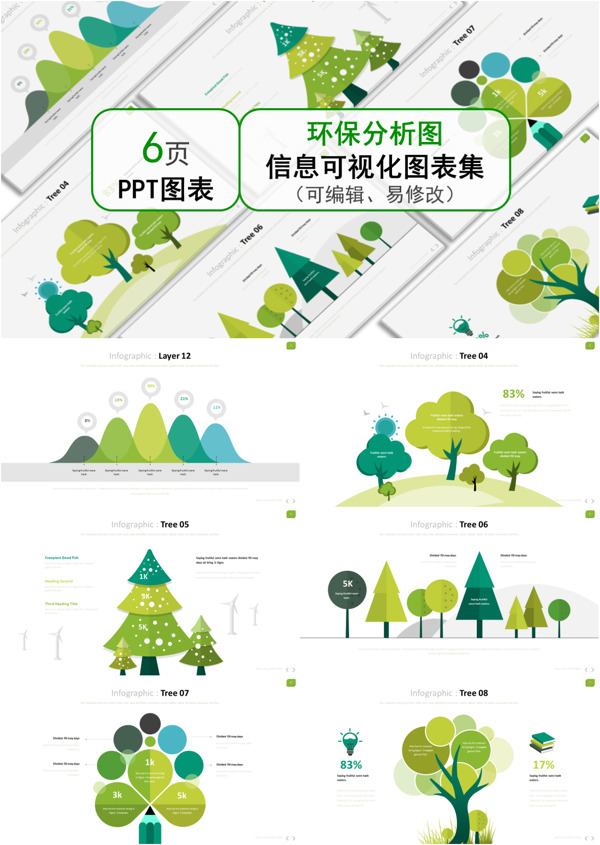 绿色创意通用环保分析图ppt图表合集