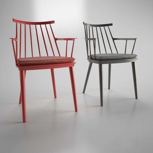 红色不锈钢镂空椅子模型下载