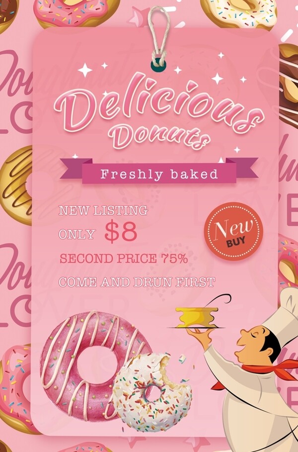 粉色甜甜圈甜点海报
