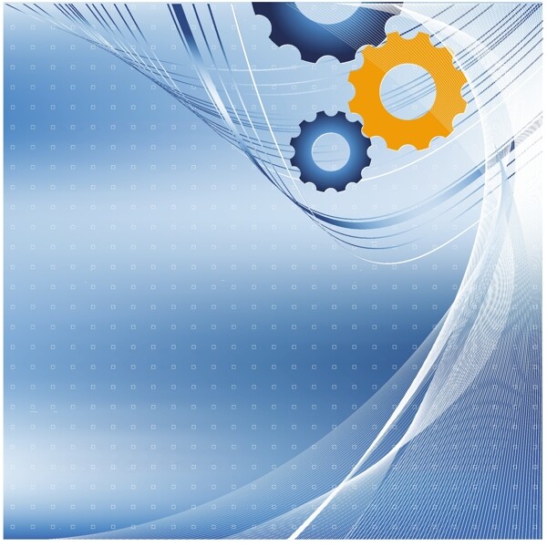 蓝色动感线条齿轮商务科技背景图片