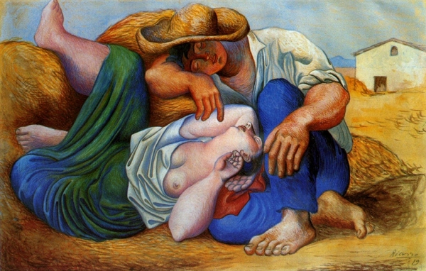 1919Lasieste西班牙画家巴勃罗毕加索抽象油画人物人体油画装饰画