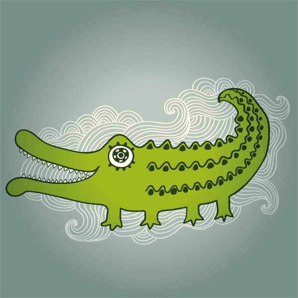 卡通鳄鱼的插图