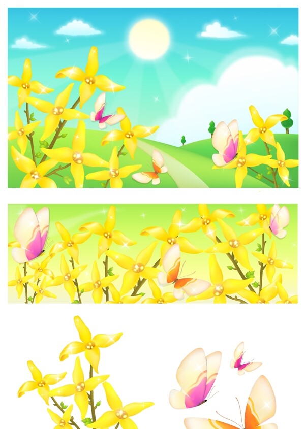 黄色的花和蝴蝶