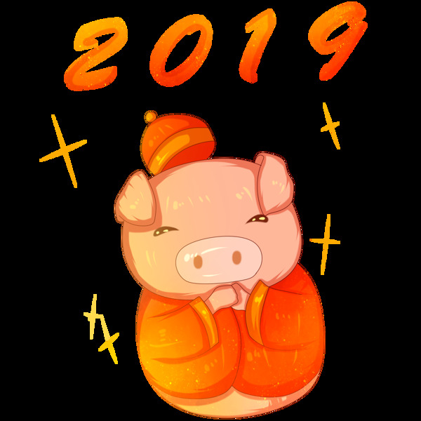 手绘2019小猪插画