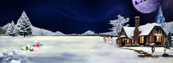 浪漫圣诞节雪夜背景