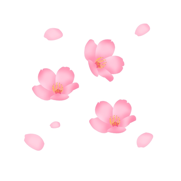 手绘春天飘扬花瓣花朵桃花樱花卡图片