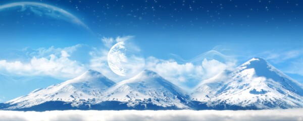 小清新大气蓝天雪山背景