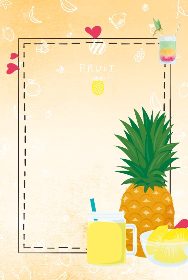 黄色菠萝水果背景图片