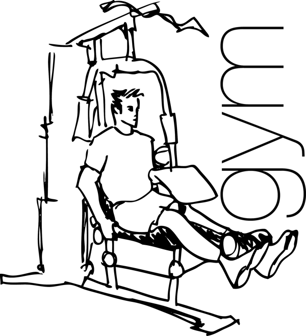 人用下拉机在健身房矢量插画草图