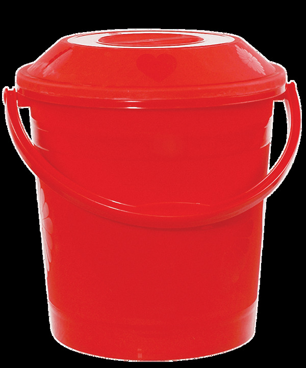 带盖子的红色塑料桶免抠png透明素材