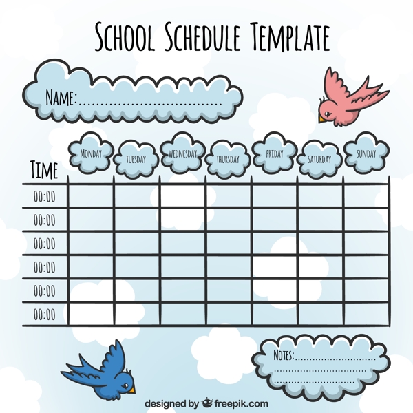 学校时间表与鸟类和云