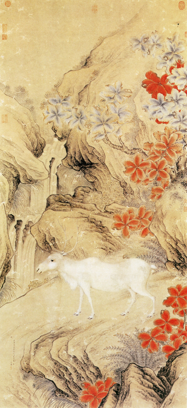 贲鹿图花鸟画中国古画0540