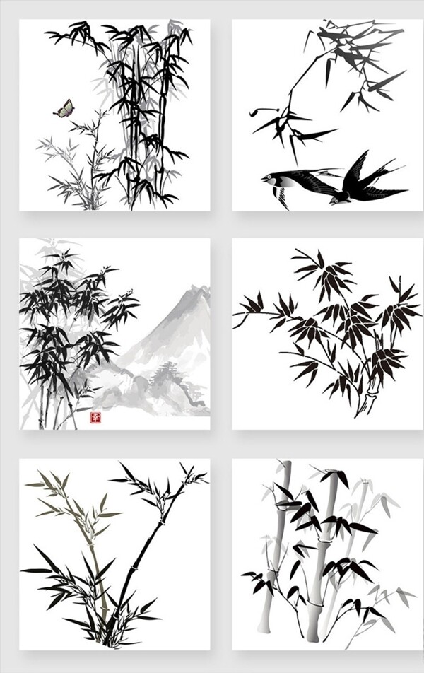 中国风水墨竹子png素材