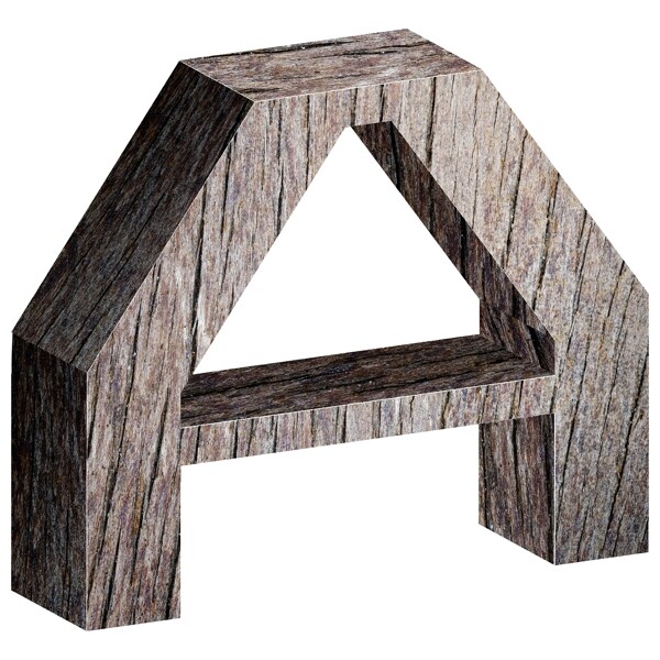 高清免抠立体木头英文字母A