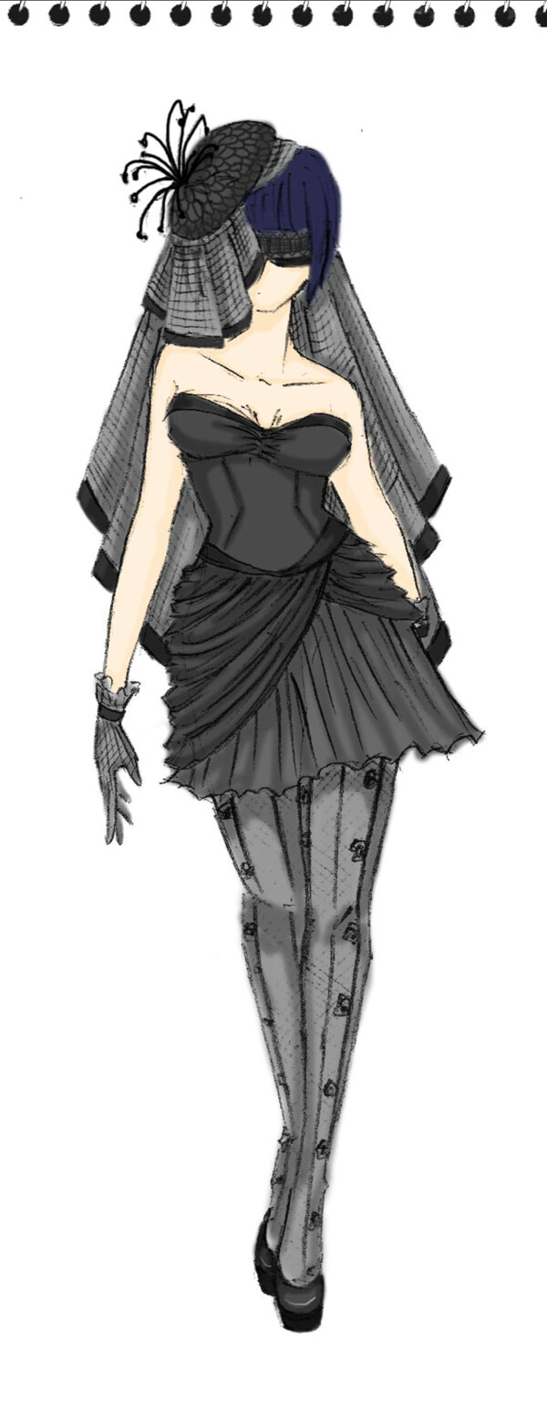 时尚黑色抹胸裙设计图