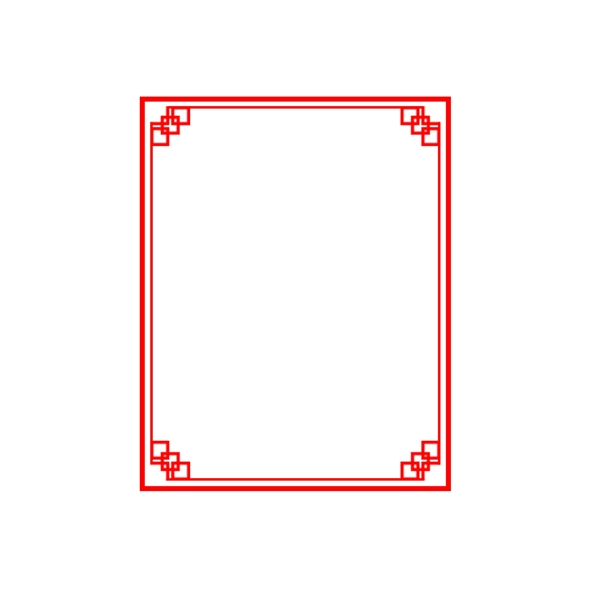 红色中国风原创形状边框免扣元素