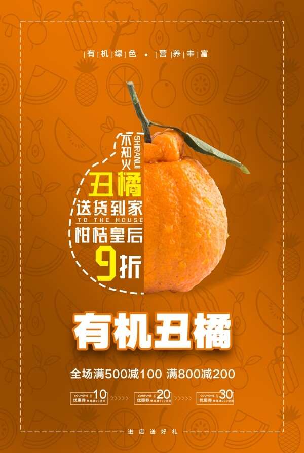 简约有机丑橘包送到家海报设计