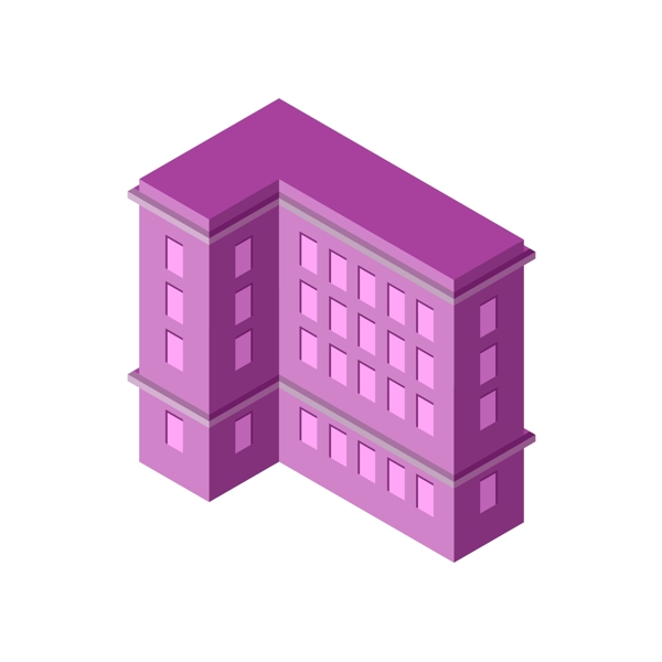 立体建筑紫色楼房