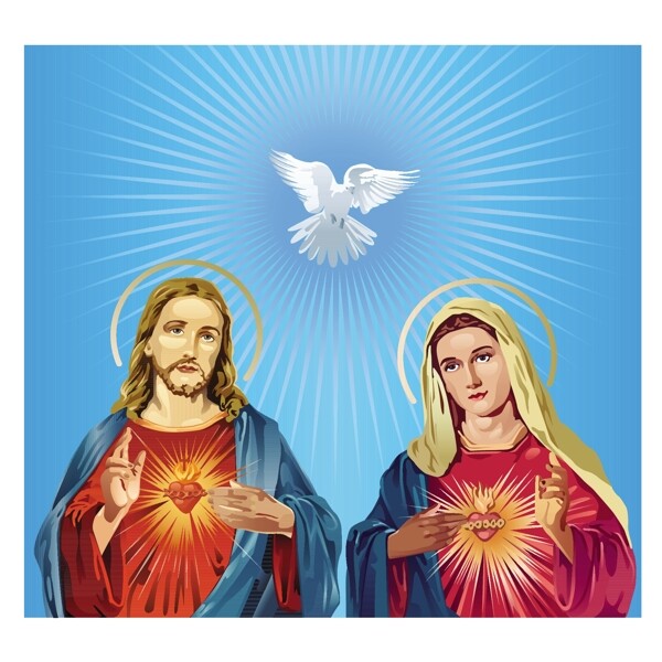 卡通圣母与耶稣