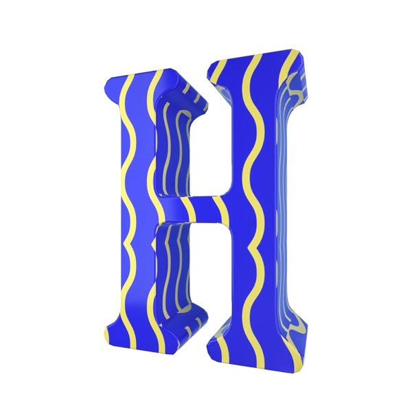 C4D孟菲斯风格立体字母H装饰