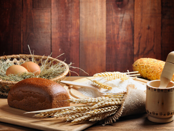 麦子与面包美食图片