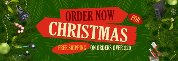 圣诞节促销免费送货淘宝海报