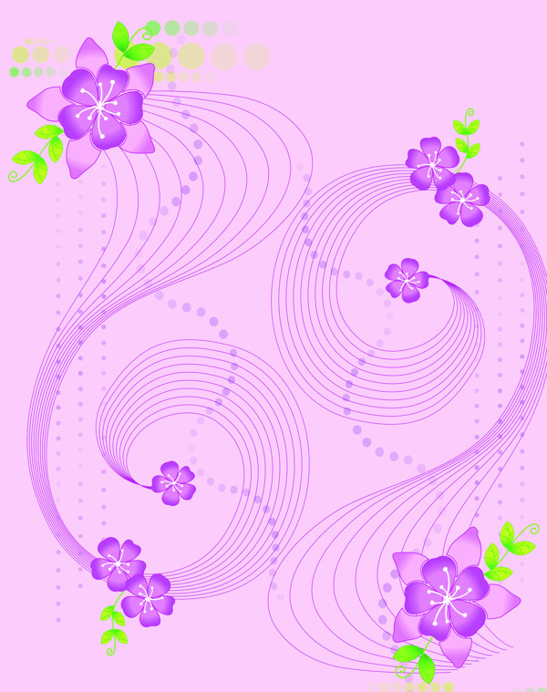 线条紫色花朵移门