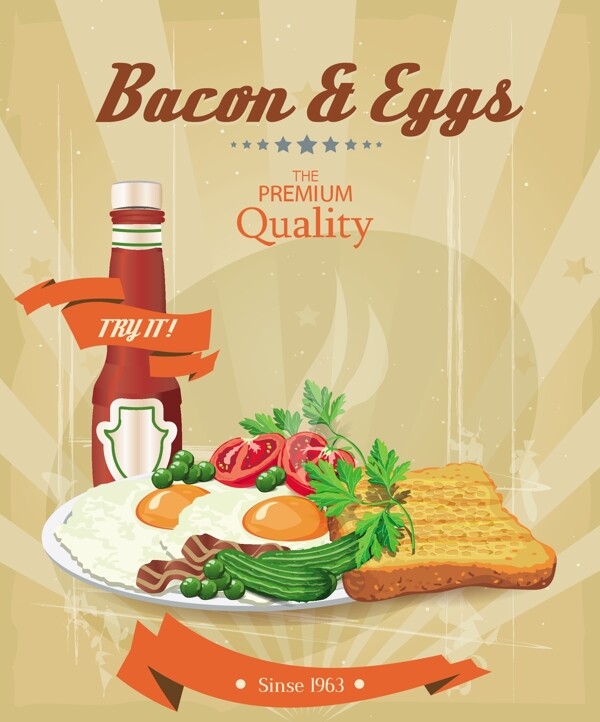 矢量图形04复古早餐的海报设计