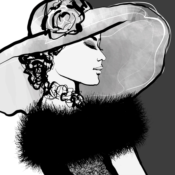 戴帽子的时尚美女插画