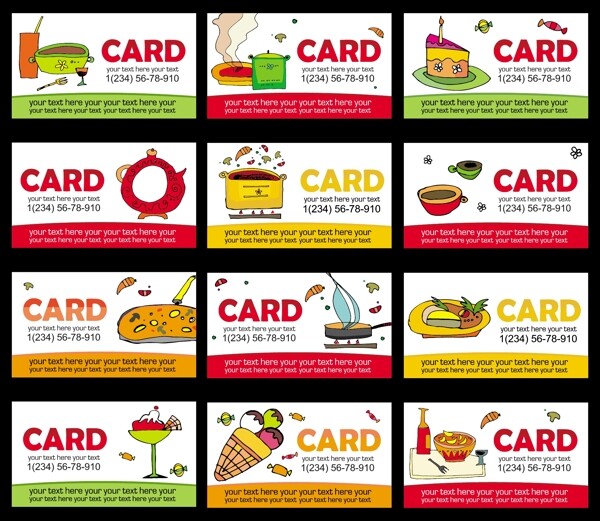 国外餐饮card卡片矢量素材