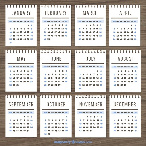 笔记本式日历模板