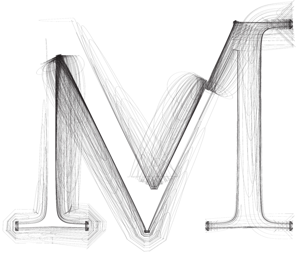 手绘插画矢量字体的字母M