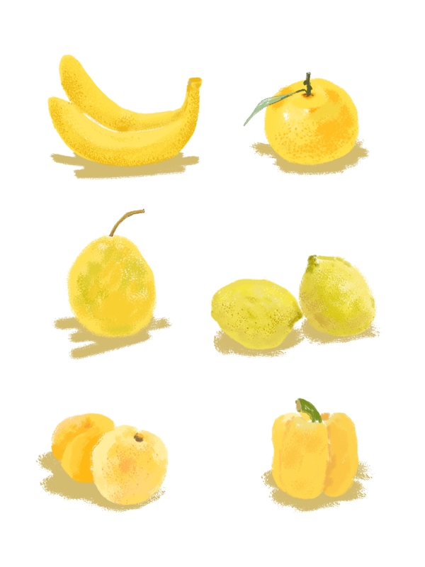 可爱小清新手绘黄色水果可商用元素