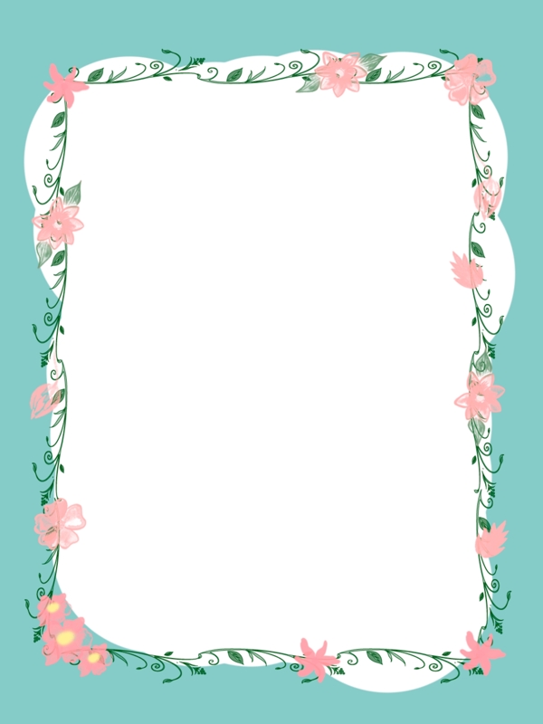 小清新森系水彩花朵框背景