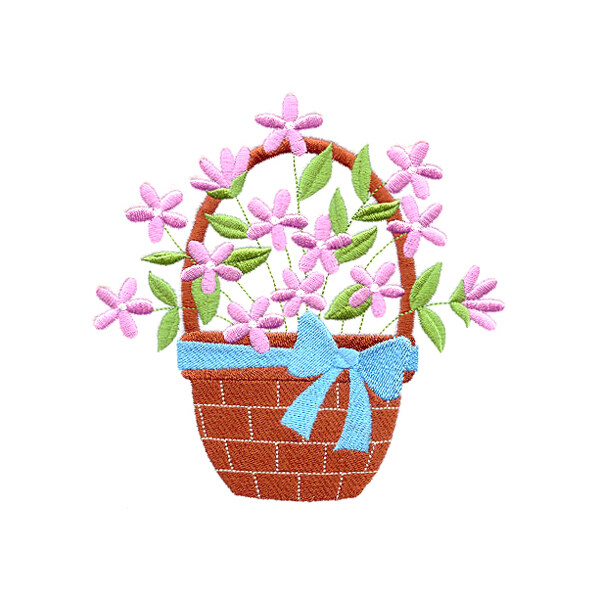 绣花植物花朵生活元素花篮免费素材