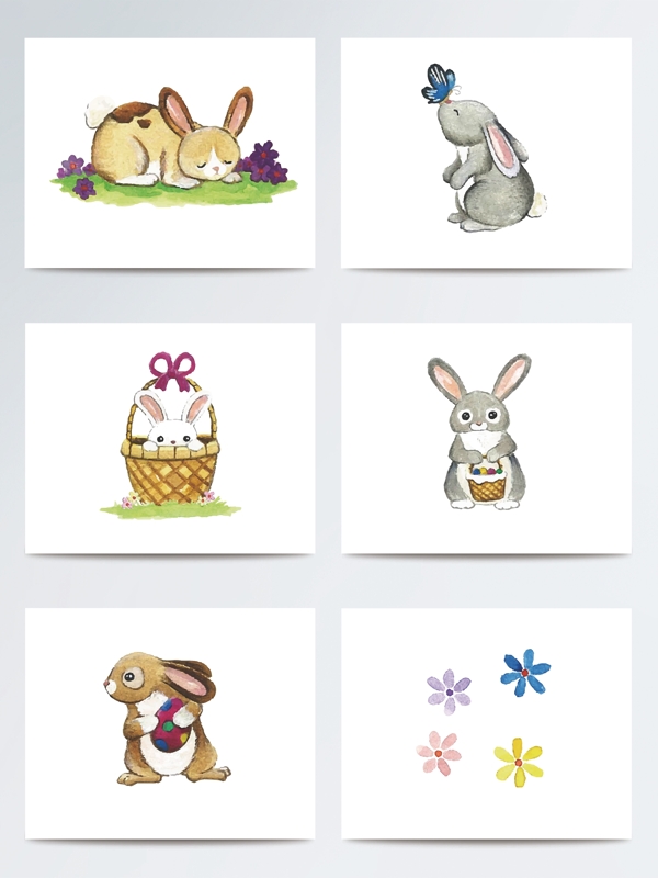 复活节兔子加彩蛋卡通元素ai格式