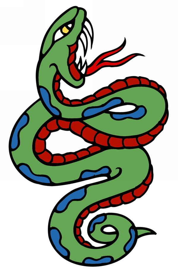 青色毒蛇纹身