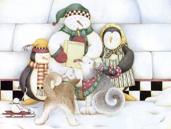 可爱圣诞企鹅可爱图片
