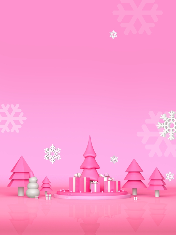 简约粉色圣诞城堡促销背景素材
