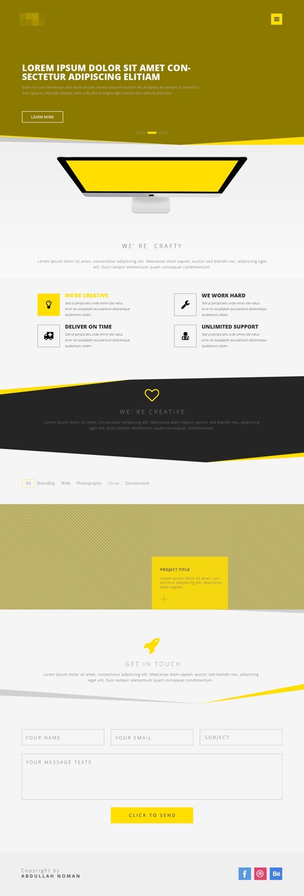 黄色的国外精美商务科技网站模板