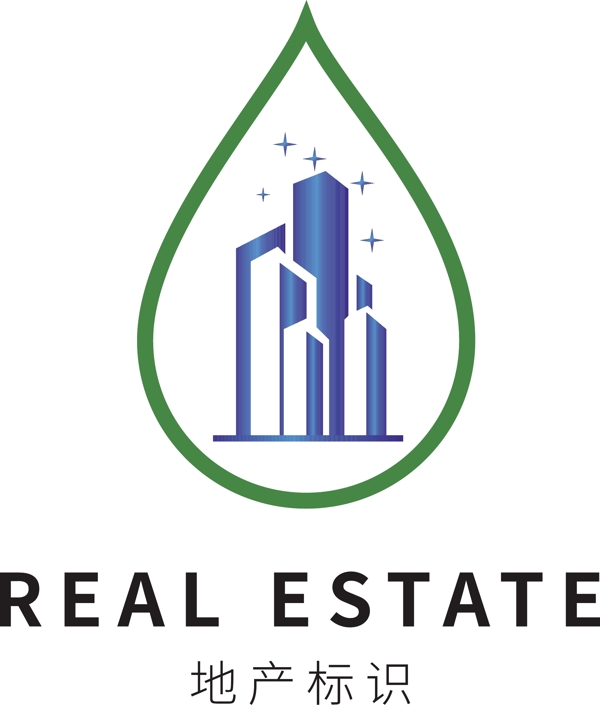 蓝色环保房地产企业logo模板