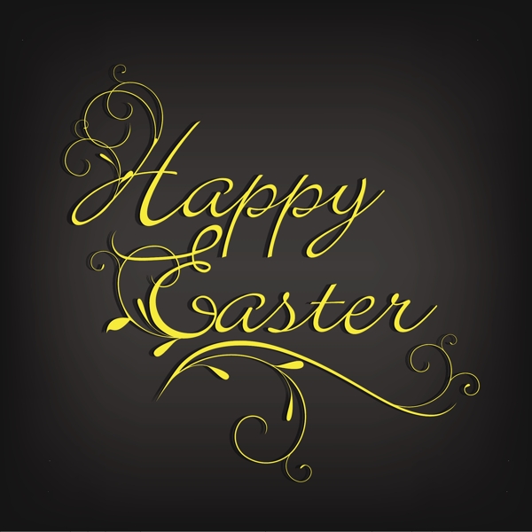 复活节快乐的背景或卡上的灰色背景的金色文字