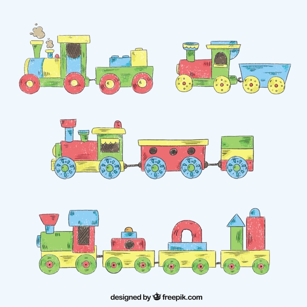手绘卡通风格玩具火车插图