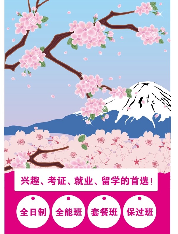 富士山日本樱花单片