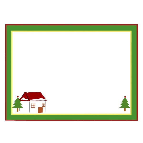 圣诞节房屋边框插画