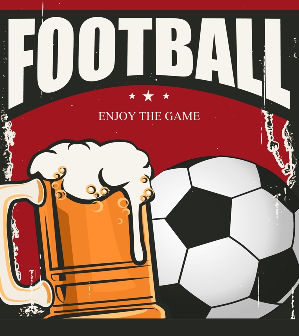 啤酒与足球海报矢量素材
