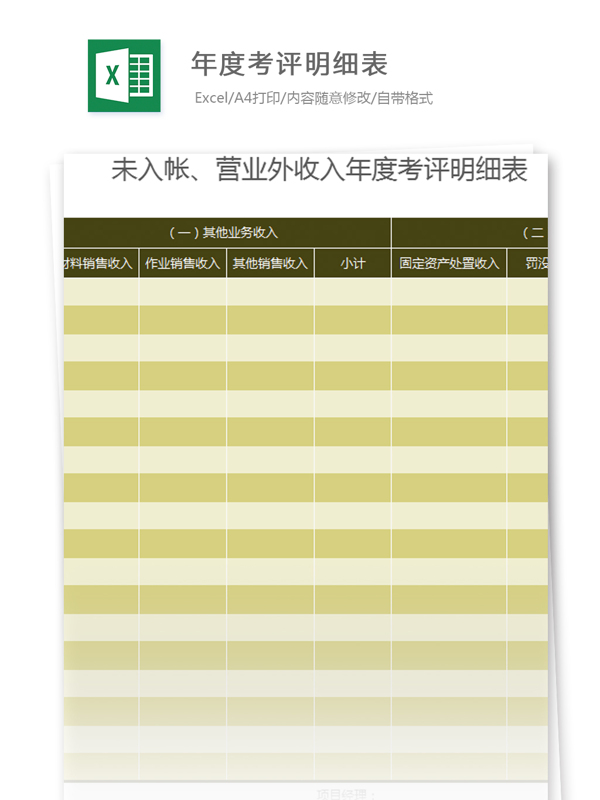 年度考评明细表excel模板