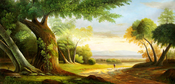 油画大树风景图片